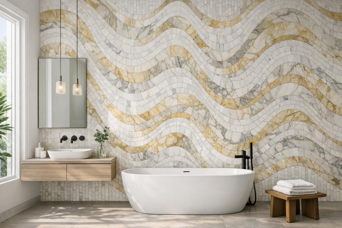 Sinuous Calacatta Gold Marble Mosaic Tips for Professionals - Zicana Boutique