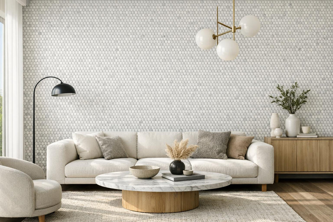 Studs Bianco Carrara Marble Mosaic for Artistic Spaces - Zicana Boutique