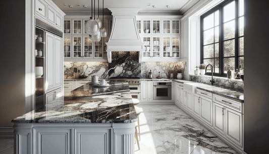 Stunning Granite Countertops Colors for Elegant White Cabinet Designs - Z Boutique by Marble Couture