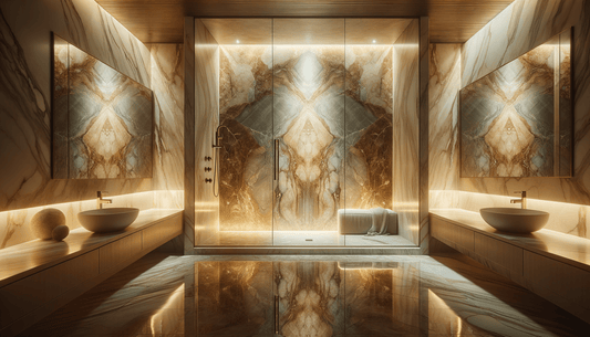 Taj Mahal Quartzite in Shower Elevates Luxury and Durability - Zicana Boutique
