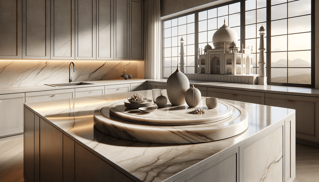 Taj Mahal Quartzite Lazy Susan for Elevated Stone Design - Zicana Boutique