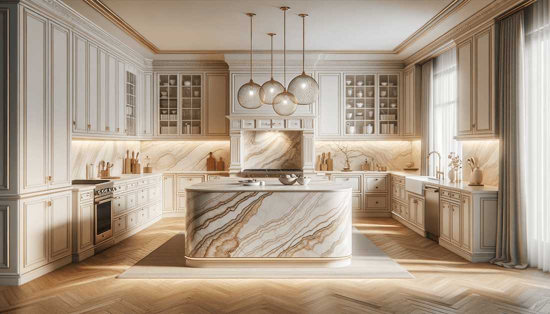 Taj Mahal Quartzite Ogee Edge Inspiration for Luxe Spaces - Zicana Boutique