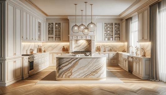 Taj Mahal Quartzite Ogee Edge Inspiration for Luxe Spaces - Zicana Boutique