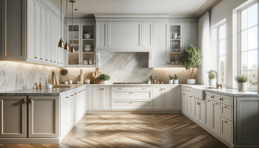 Taj Mahal Quartzite on White Cabinets for Timeless Elegance - Zicana Boutique