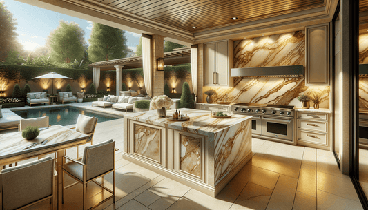 Taj Mahal Quartzite Outdoor Kitchen Ideas for Luxury Homes - Zicana Boutique