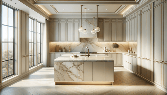 Taj Mahal Quartzite with Champagne Finish for Luxe Interiors - Zicana Boutique