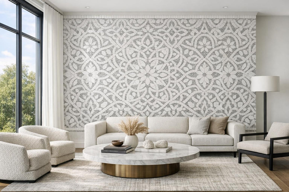 Thassos Marble Mosaic Artistry for Elegant Home Designs - Zicana Boutique