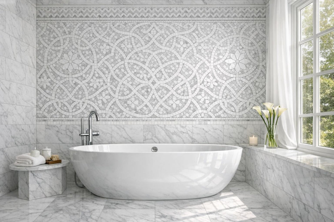 Thassos Marble Mosaic: Elevate Spaces with Artistic Tile - Zicana Boutique