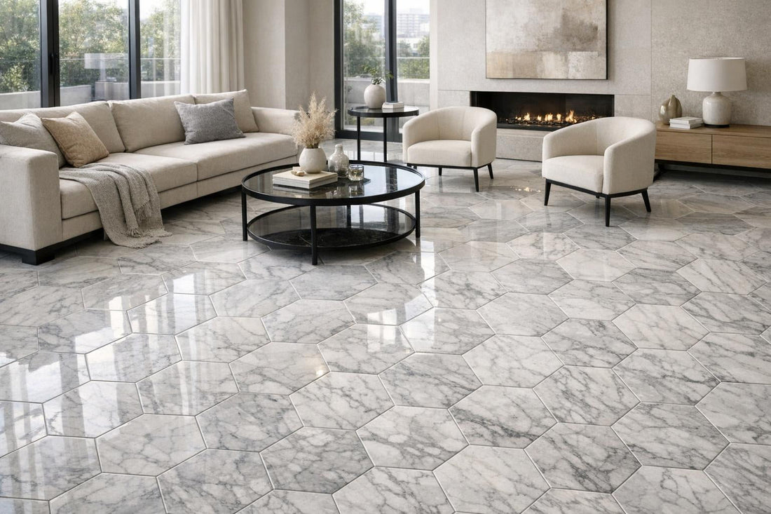 Transform Spaces with Alba Chiarro Marble Hexagon Tiles - Zicana Boutique