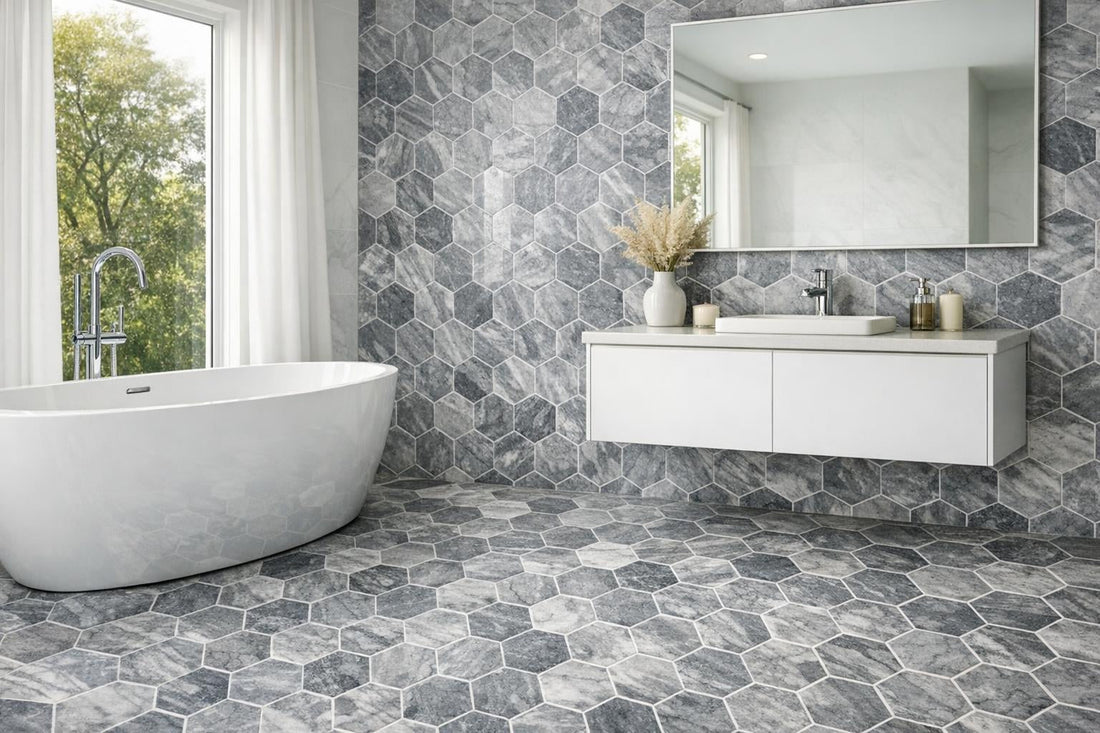 Transform Spaces with Bardiglio Marble Hexagon Tiles - Zicana - Zicana Boutique