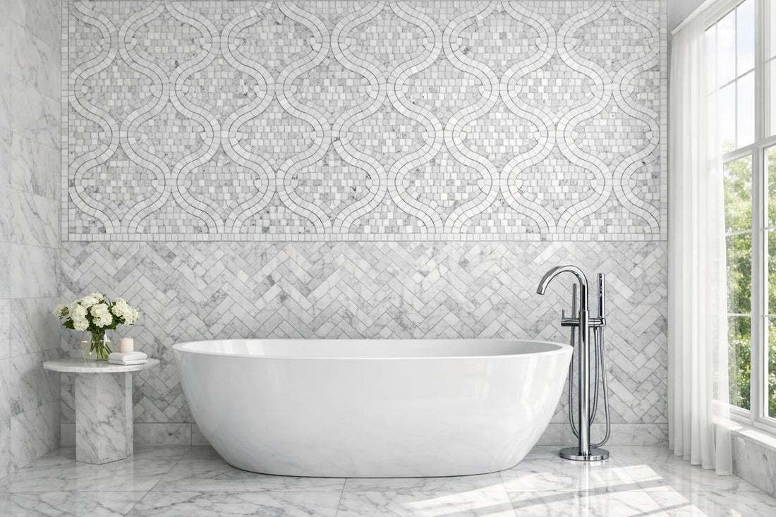 Transform Spaces with Bianco Carrara Marble Mosaic Tile - Zicana Boutique