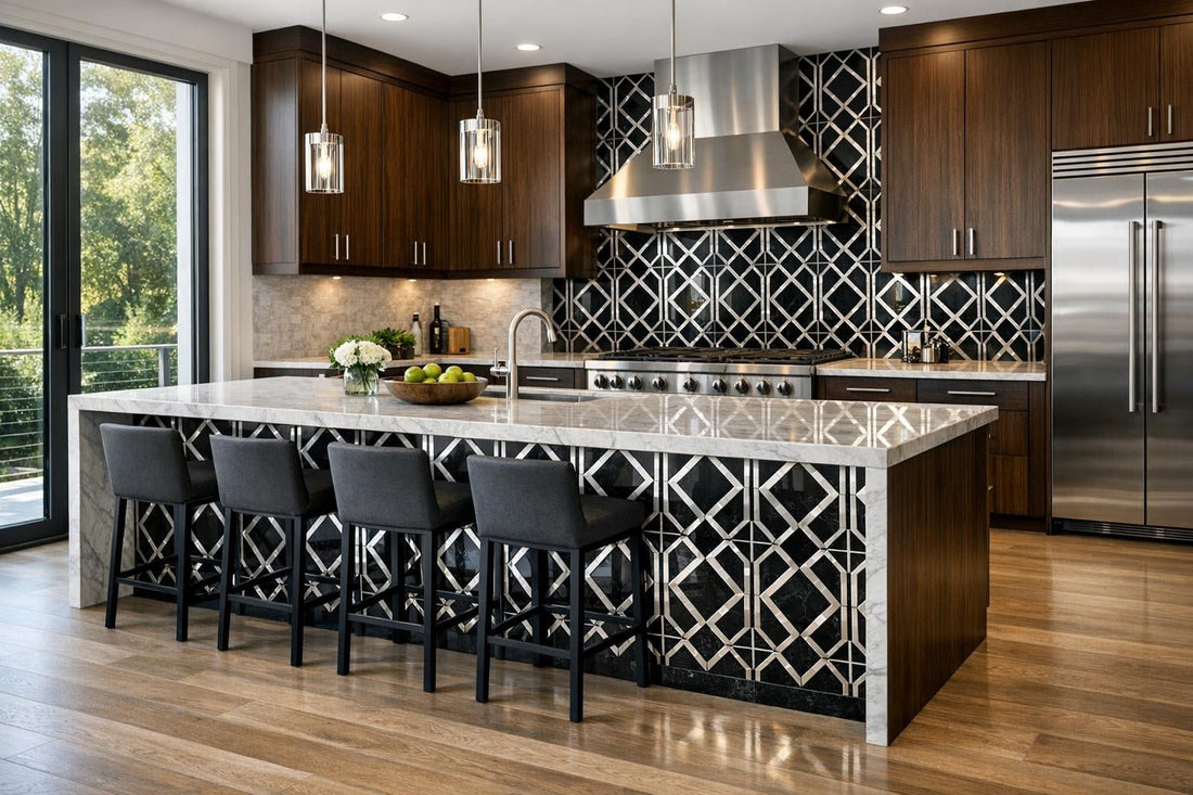 Transform Spaces with Callen Midnight Geometric Tile Solutions - Zicana Boutique
