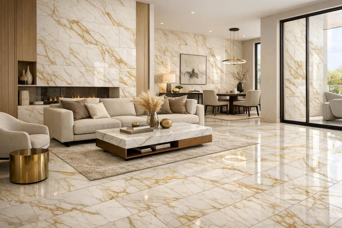 Transform Spaces with Covelano Gold Marble Field Tile - Zicana Boutique