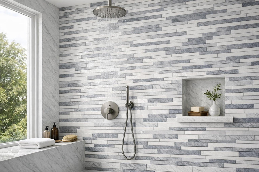 Transform Spaces with Linear Groove Thassos & Bardiglio Mosaics - Zicana Boutique