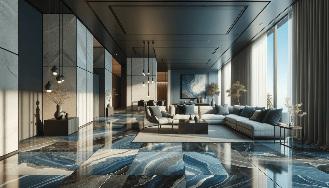 Transform Spaces with Macubas Blue Polished Quartzite Tiles - Zicana Boutique