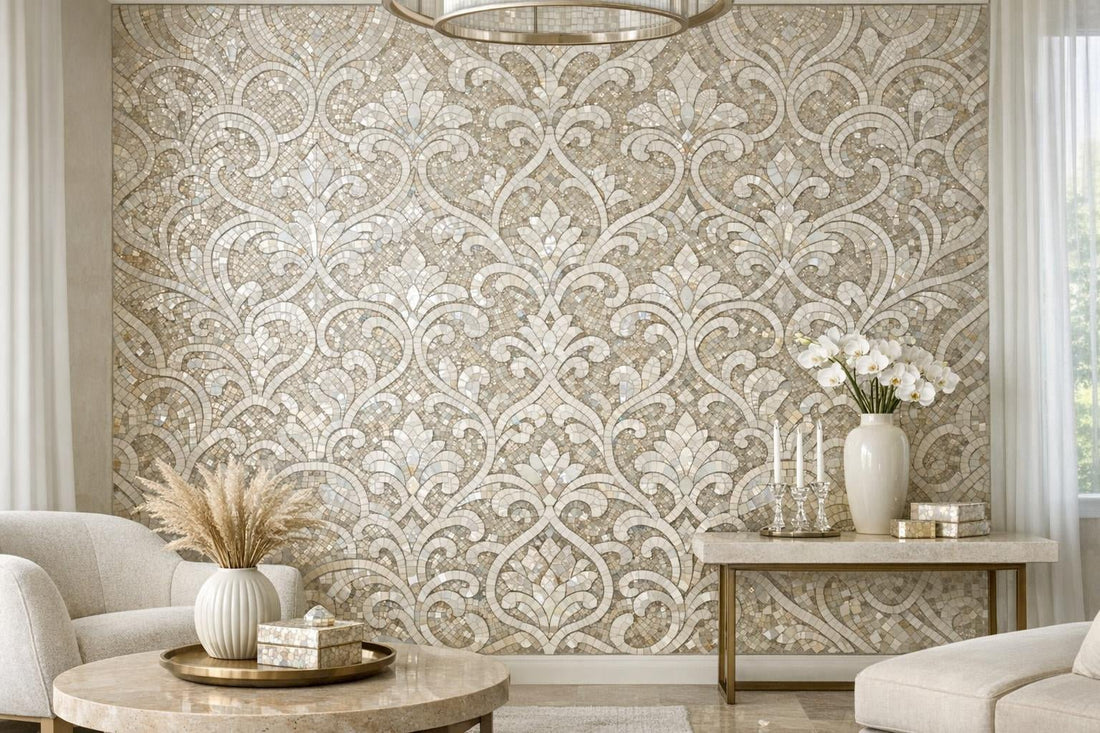 Transform Spaces with Rivera Cello Pearl Arabesque Mosaic - Zicana Boutique
