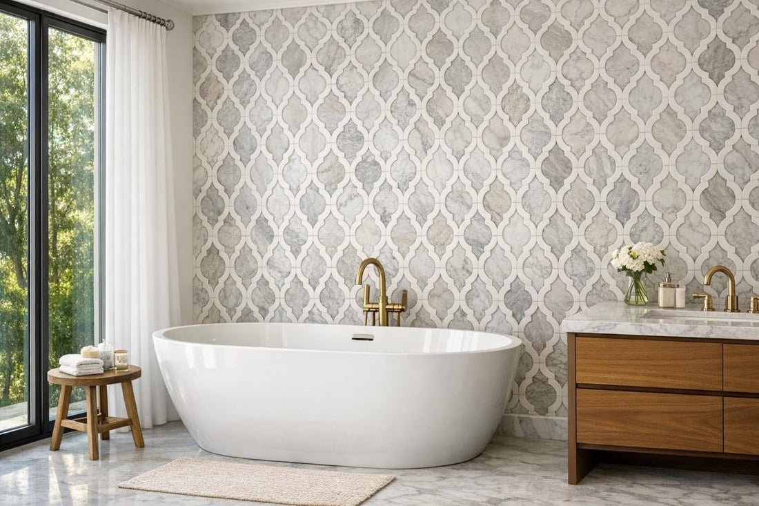 Transform Spaces with Rivera Solid Garcello Marble Waterjet Mosaic - Zicana Boutique