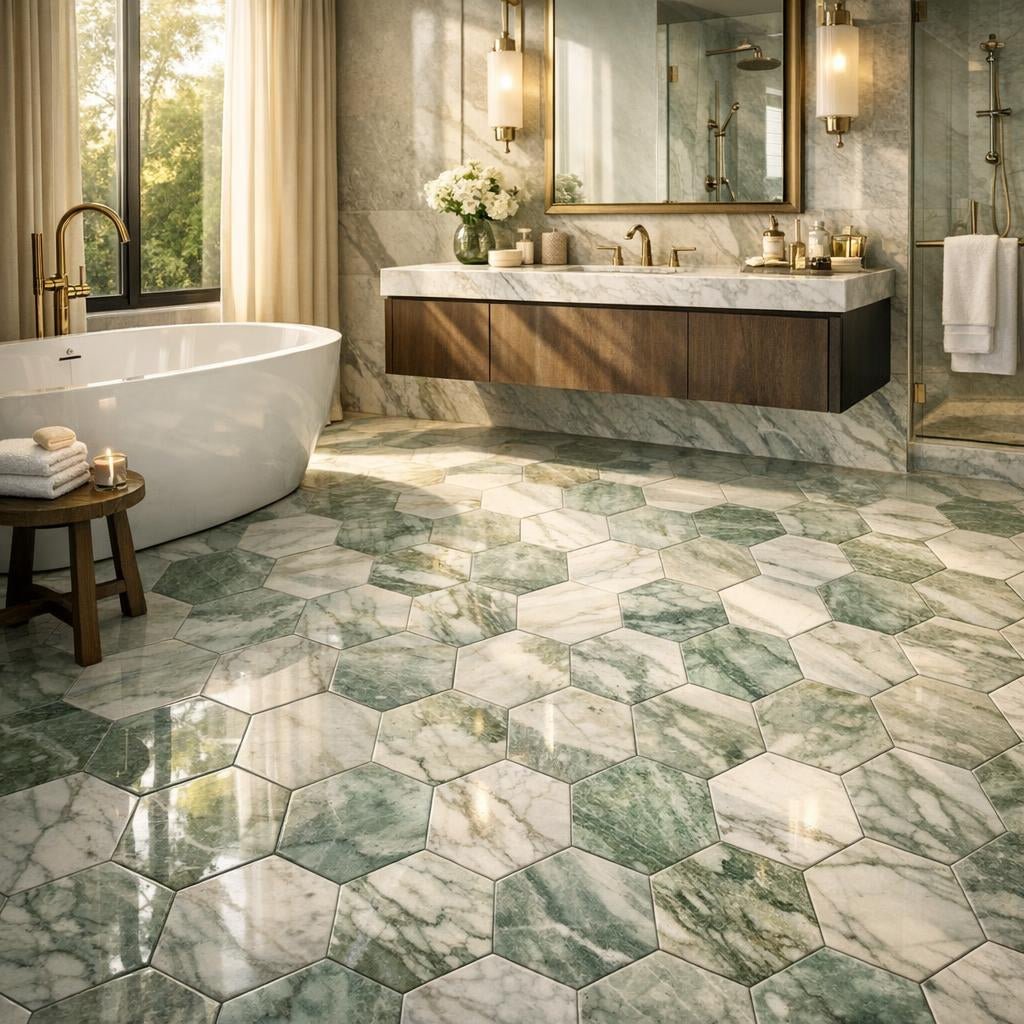 Transform Spaces with Statuary Jade Hexagon Marble - Zicana Boutique - Zicana Boutique