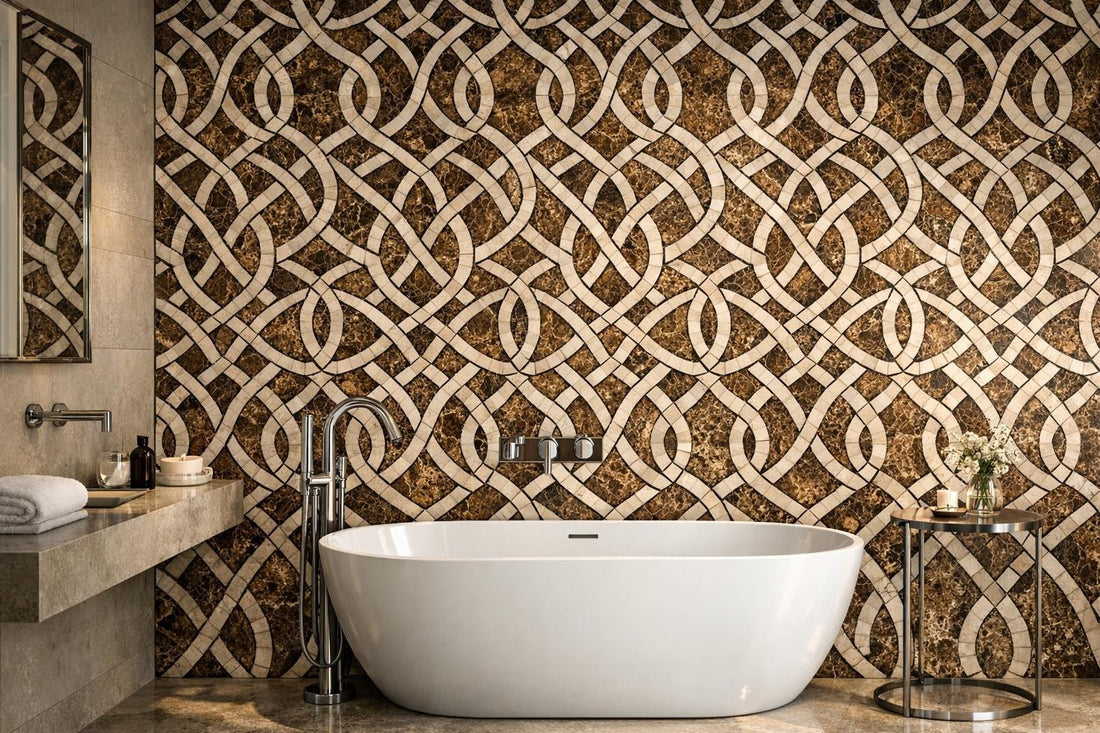 Transform Spaces with Tangle Emperador Amiri Marble Mosaic - Zicana Boutique