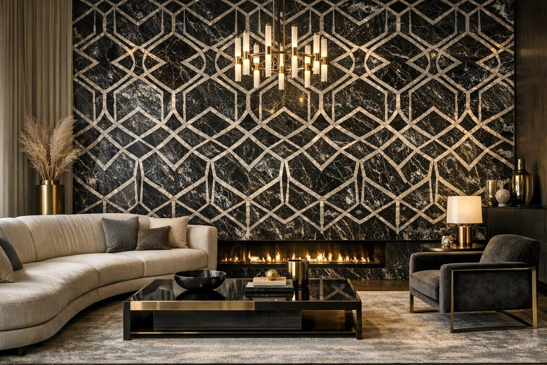 Transform Spaces with Umbraline Gaze Waterjet Marble Tile - Zicana Boutique