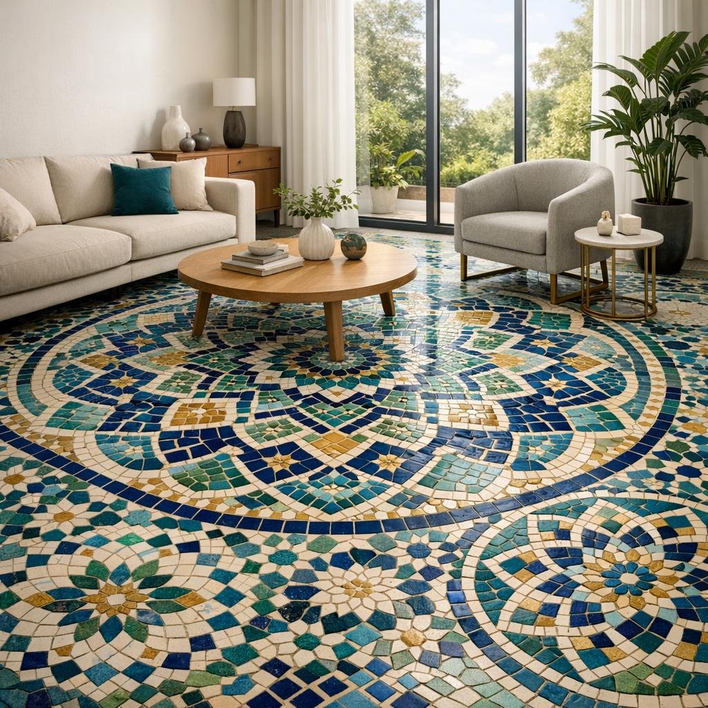 Transform Spaces with Unique Mosaic Floor Tile Designs - Zicana Boutique
