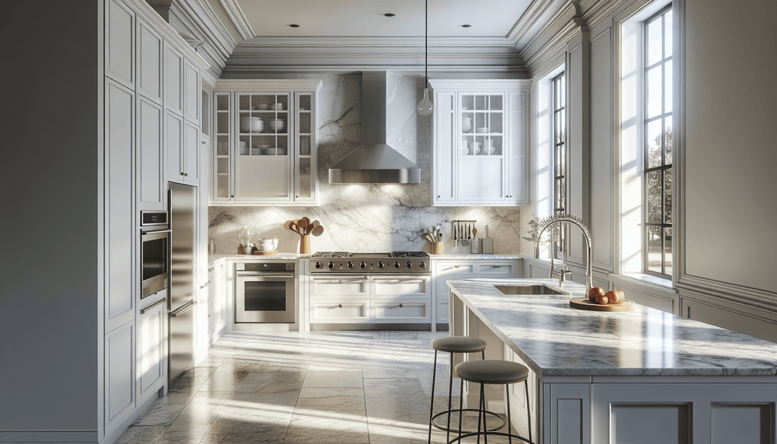 Transform Your Kitchen: Quartzite Countertops with White Cabinets for Timeless Elegance - Z Boutique by Marble Couture