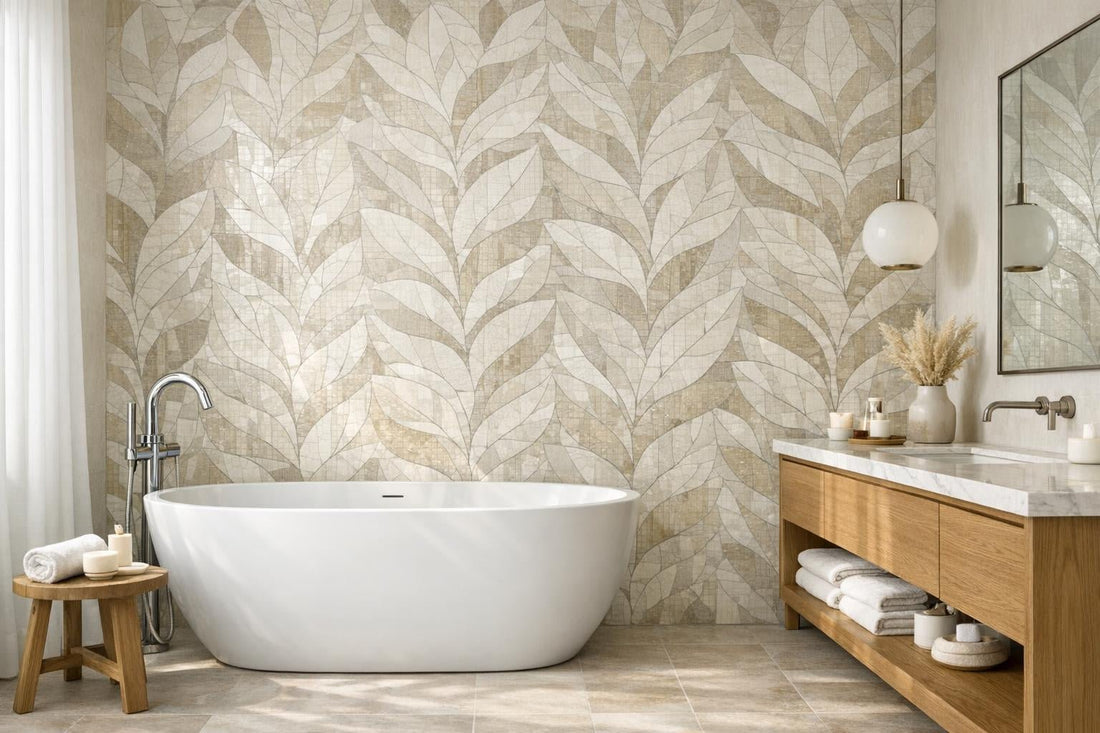 Transform Your Space with Foliage Grande Linen Mosaic Tile - Zicana Boutique