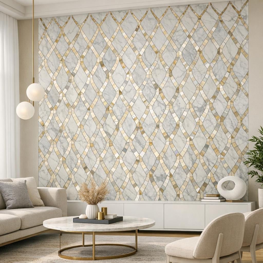 Transia Galia Marble Mosaic: Elegant Home Design Solution - Zicana Boutique