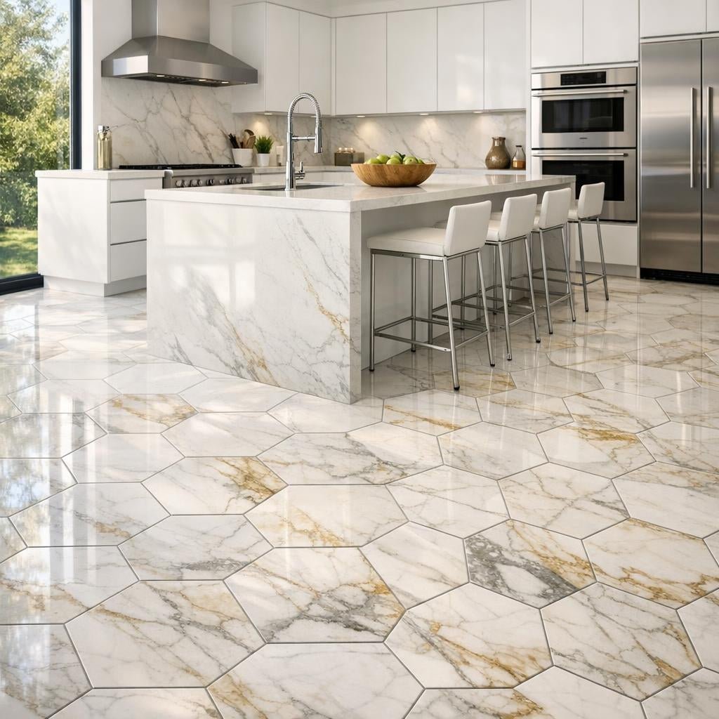 Upgrade Spaces with Calacatta Gold Hexagon Marble - Zicana - Zicana Boutique