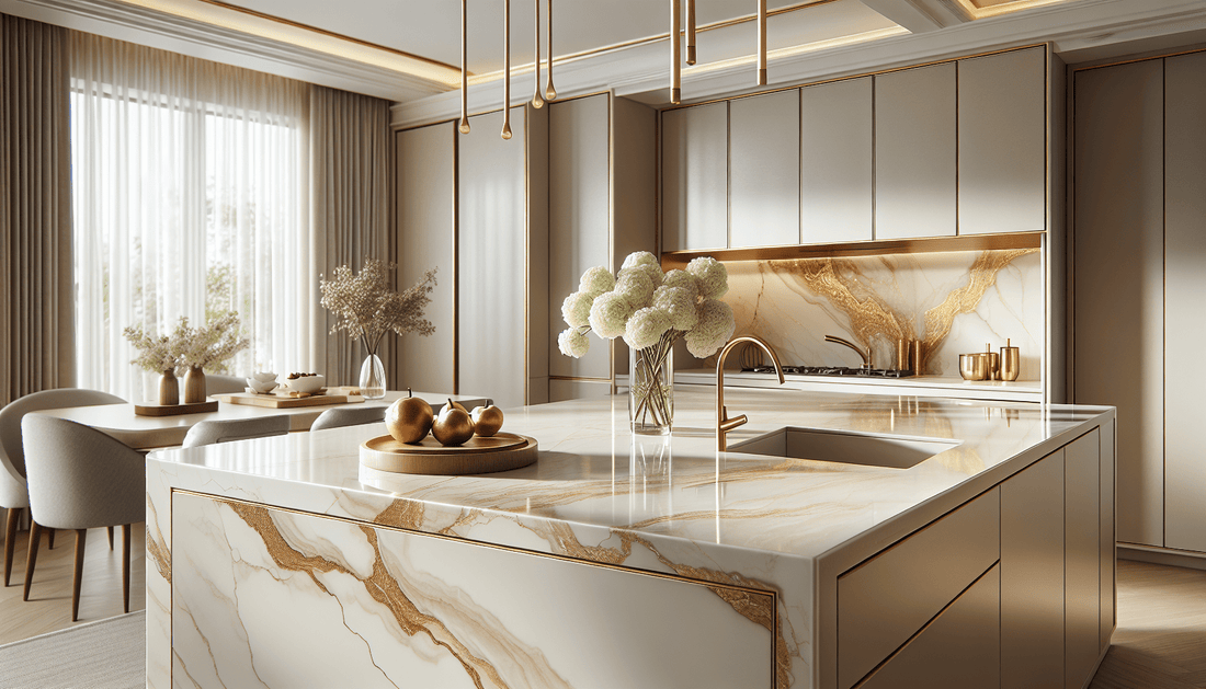 Vadara Sereno Gold Quartz: Elegant Surfaces for High-End Designs - Z Boutique by Marble Couture