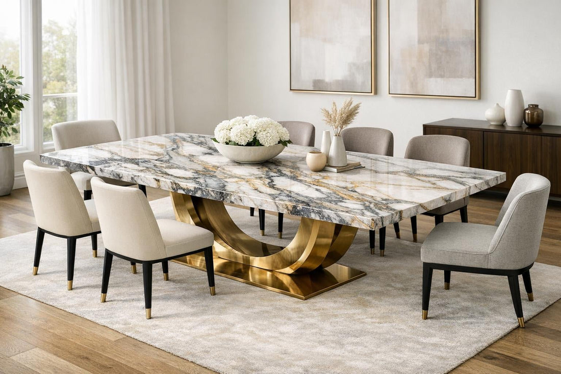 Venzia Dining Table: Elegant Marble Couture for Professionals - Zicana Boutique
