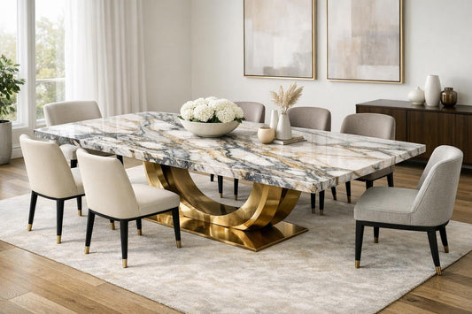 Venzia Dining Table: Elegant Marble Couture for Professionals - Zicana Boutique