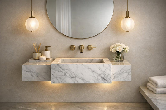 Voltaire 24" Floating Sink: Elevate Spaces with Marble Couture - Zicana Boutique