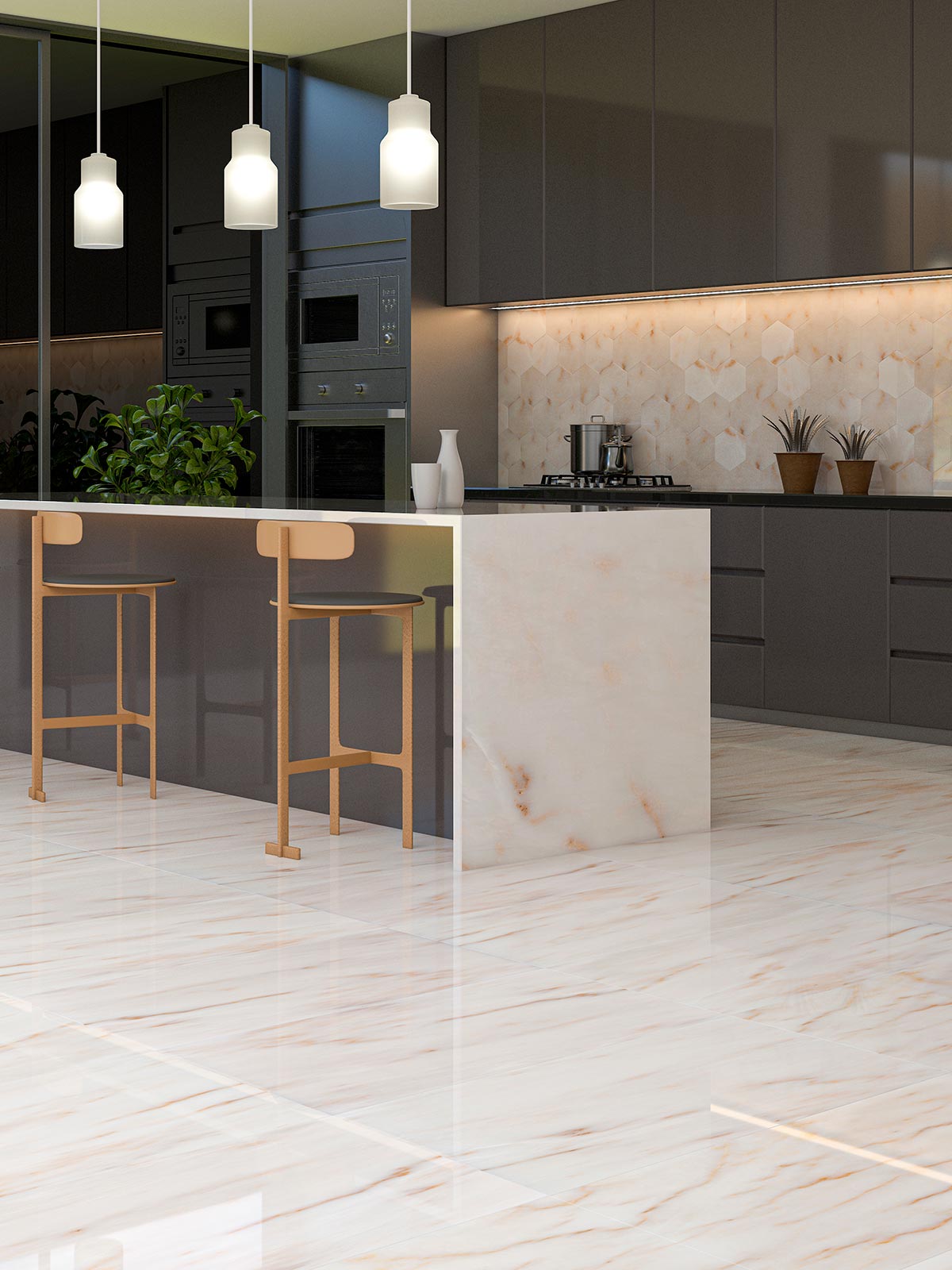 Afyon Sugar Marble Field Tile 10 1/2'' Hexagon Zicana Boutique - Zicana Boutique - 5