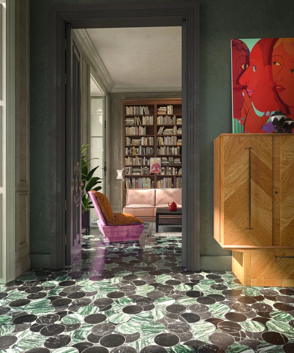 Alison Rose Sfera Verde Aurora Waterjet Mosaic Zicana Boutique - Zicana Boutique - 2