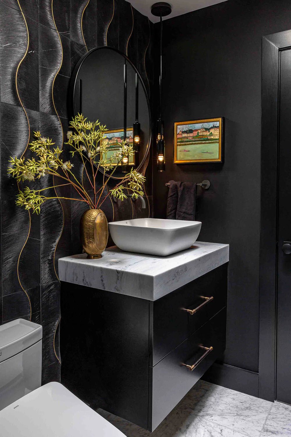 Alison Rose Zephyr Nero Marble Dimensional Tile Artistic Tile - Zicana Boutique - 3