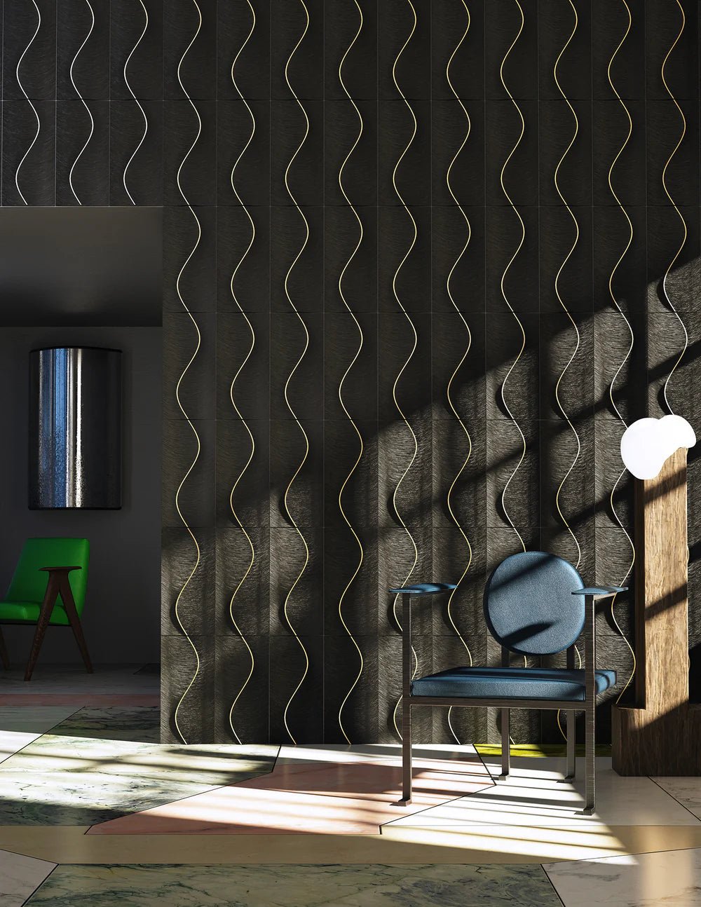 Alison Rose Zephyr Nero Marble Dimensional Tile Zicana Boutique - Zicana Boutique - 3