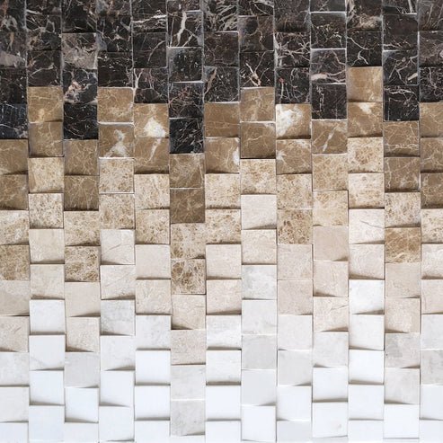 Altura Ombre Brown Dimensional Marble Mosaic Tile Zicana Boutique - Zicana Boutique - 1