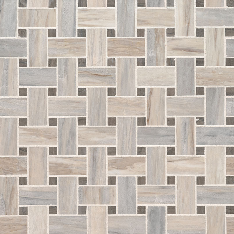 Angora Marble MSI Mosaic Tiles 12" X 12" Basketweave Pattern MSI - Zicana Boutique - 1
