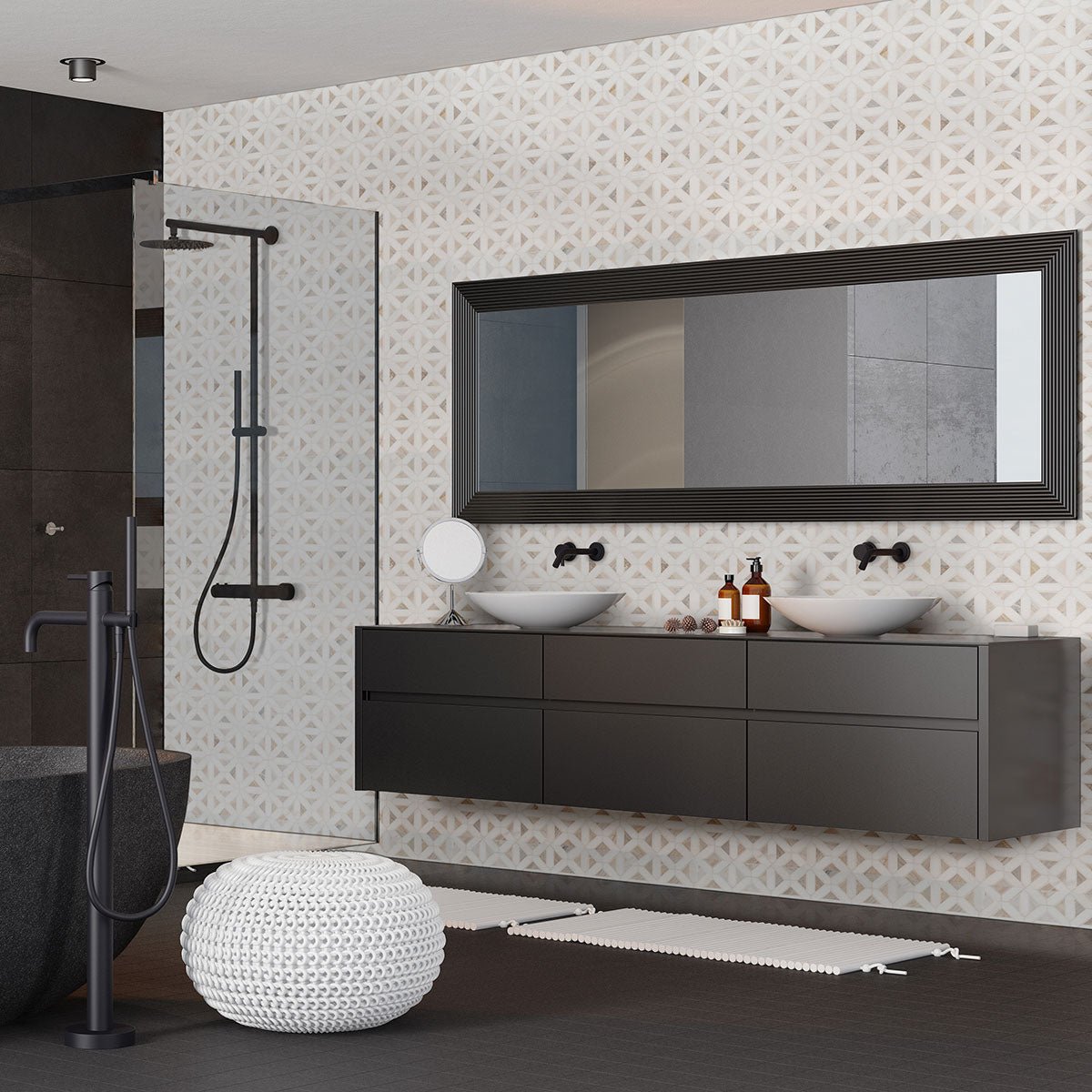 Angora Marble MSI Mosaic Tiles 12" X 12" Geometric Pattern MSI - Zicana Boutique - 5