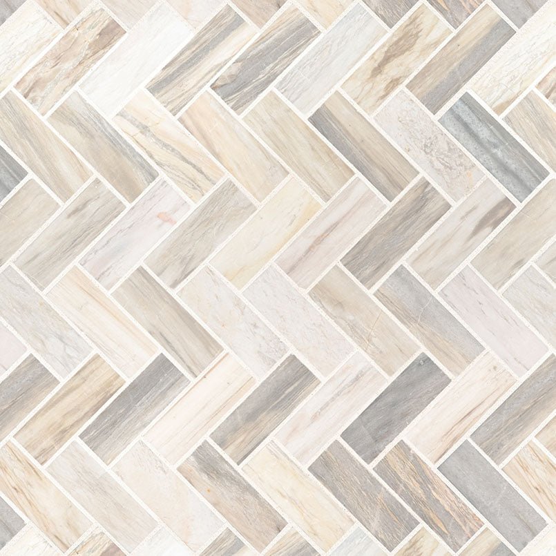 Angora Marble MSI Mosaic Tiles 12" X 12" Herringbone Pattern MSI - Zicana Boutique - 1