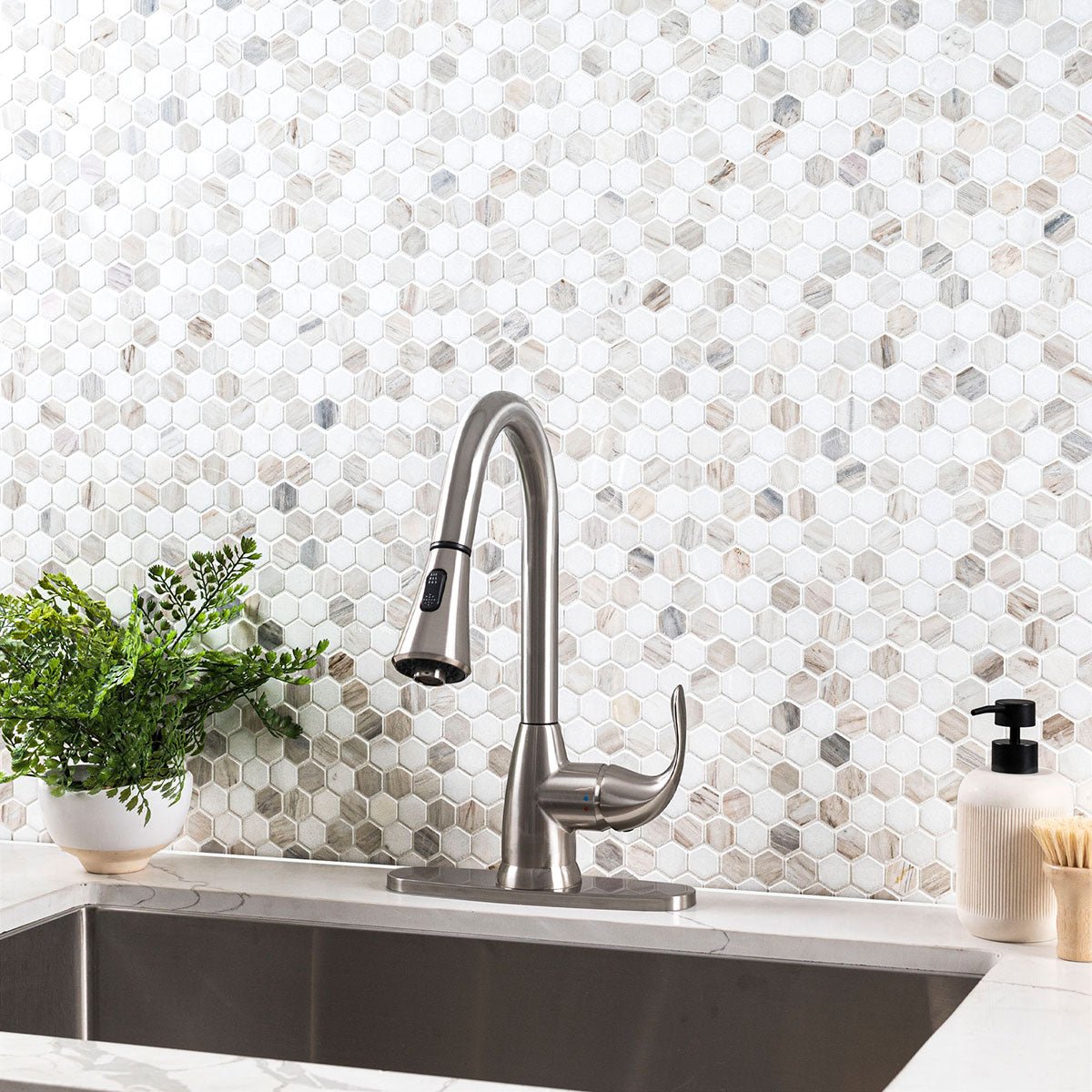 Angora Tibi Marble MSI Mosaic Tiles 12" X 12" Hexagon Pattern MSI - Zicana Boutique - 2