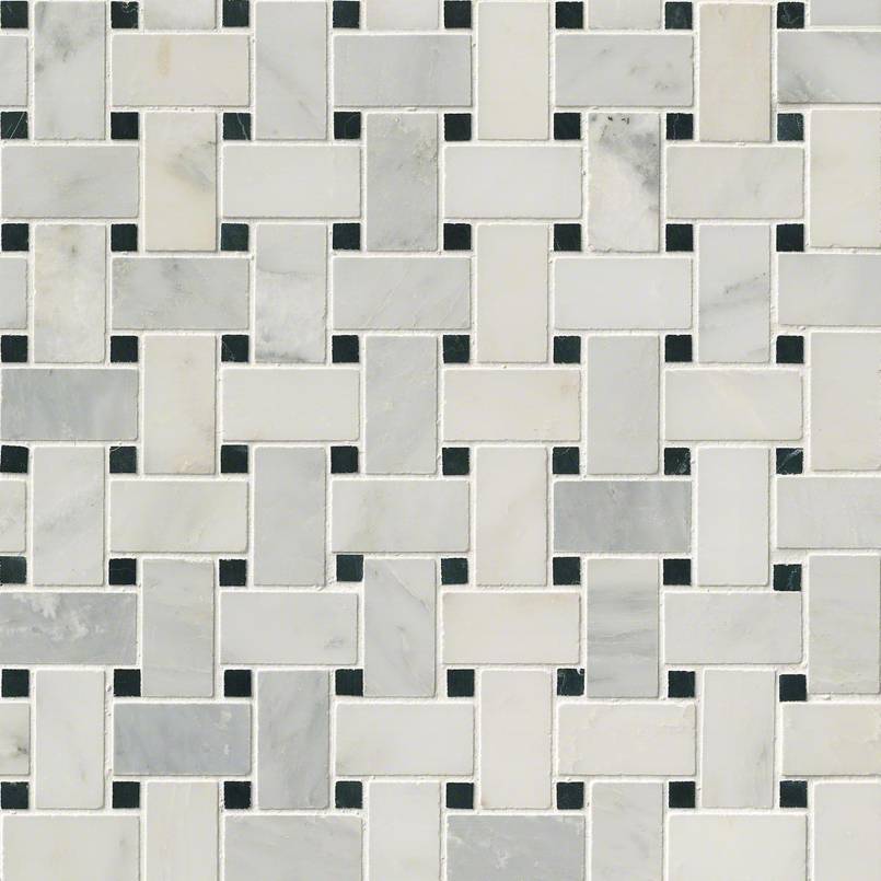Arabescato Carrara Marble MSI Mosaic Tiles 12" X 12" Basketweave Pattern MSI - Zicana Boutique - 1
