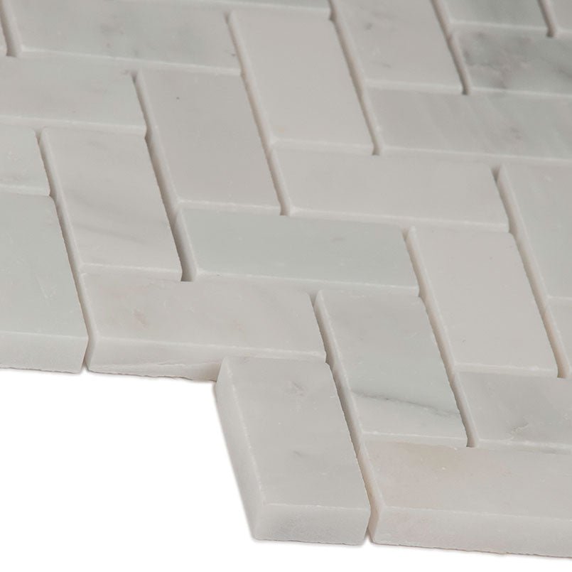 Arabescato Carrara Marble MSI Mosaic Tiles 12" X 13" Herringbone Pattern MSI - Zicana Boutique - 3