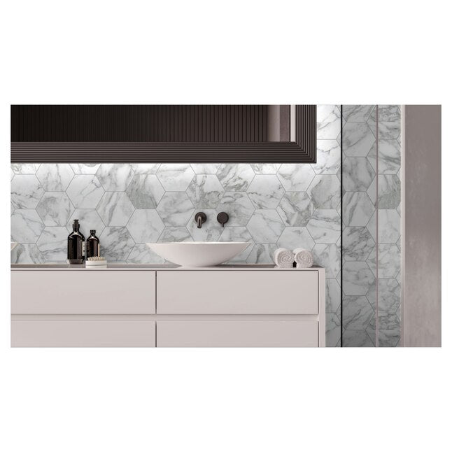 Arabescato Marble Hexagon Field Tile 10 1/2" Zicana Boutique - Zicana Boutique - 2