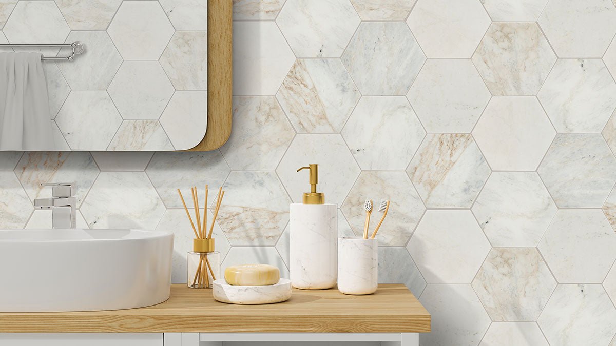 Arabescato Venato Marble MSI Field Tiles 8" Hexagon Pattern MSI - Zicana Boutique - 2