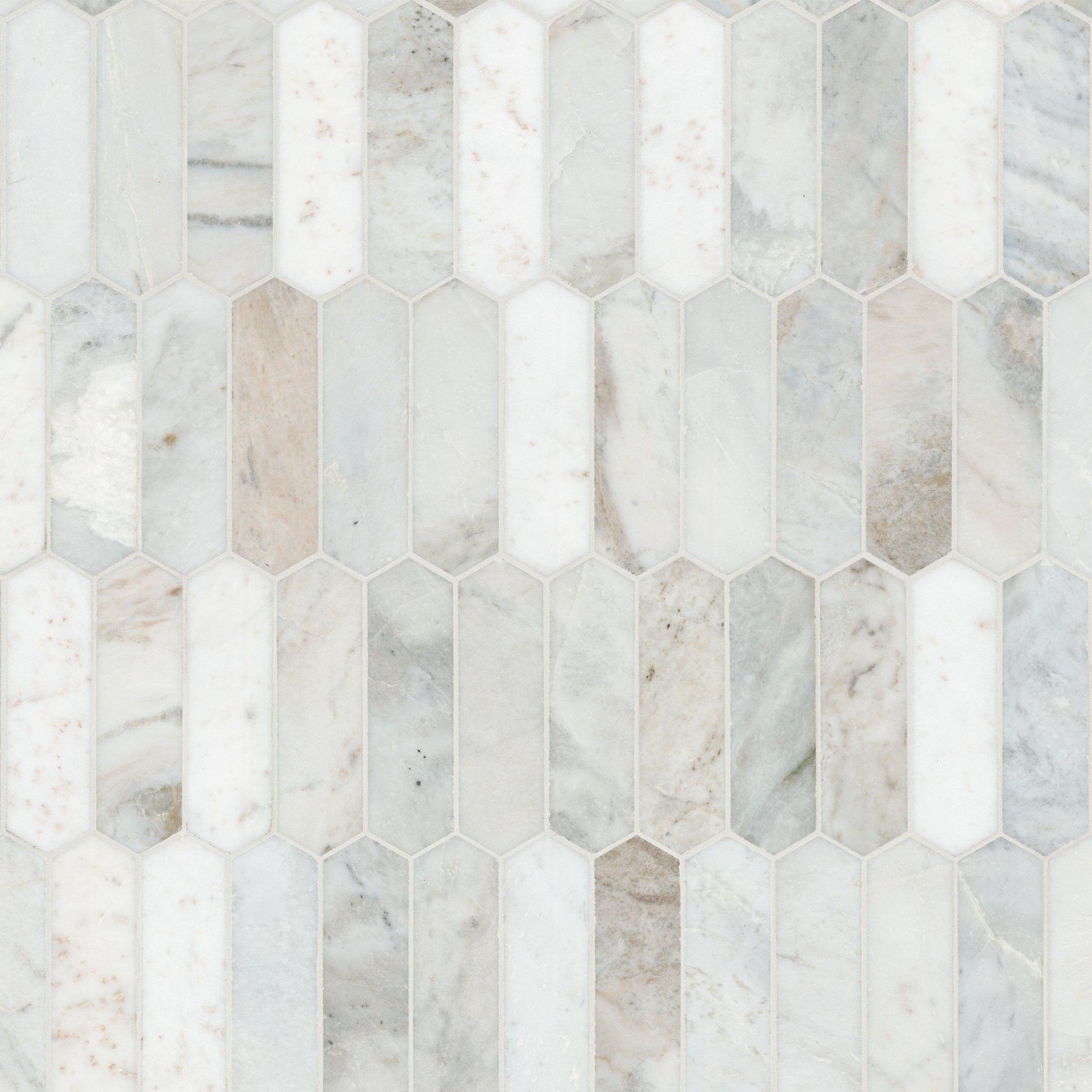 Arabescato Venato Marble MSI Mosaic Tiles 12" X 12" Picket Pattern MSI - Zicana Boutique - 3