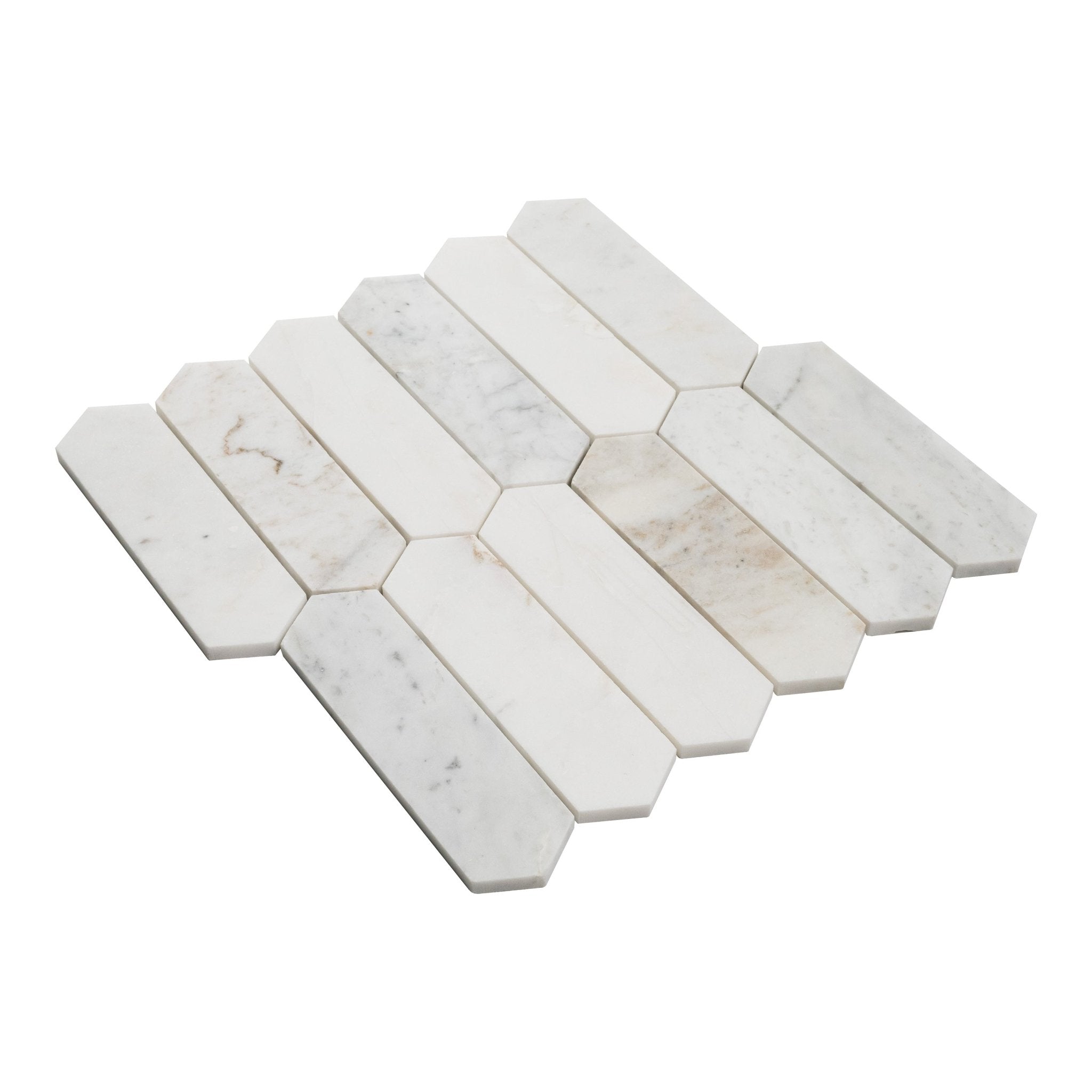 Arabescato Venato Marble MSI Mosaic Tiles 12" X 12" Picket Pattern MSI - Zicana Boutique - 4