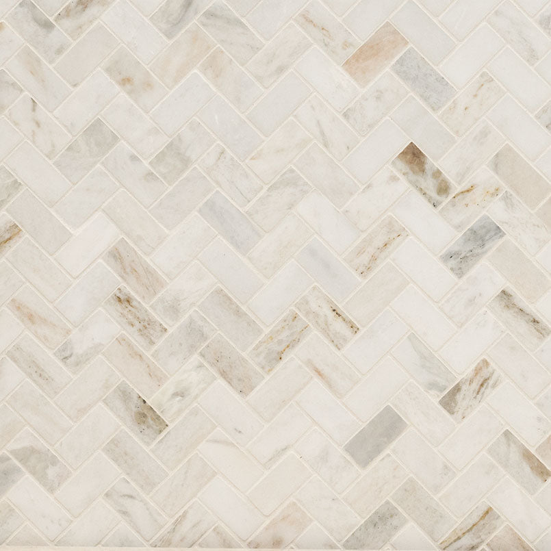 Arabescato Venato Marble MSI Mosaic Tiles 12" X 13" Herringbone Pattern MSI - Zicana Boutique - 1