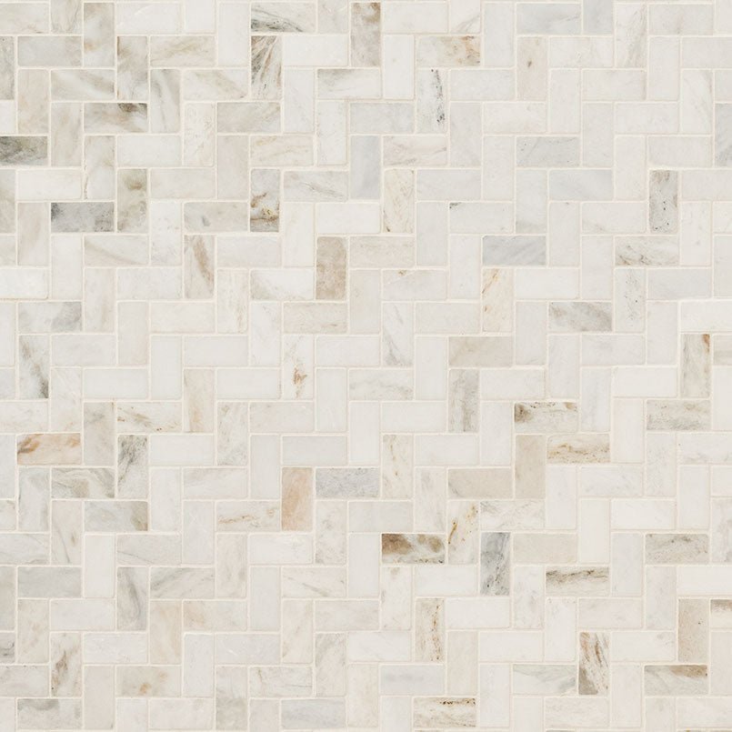 Arabescato Venato Marble MSI Mosaic Tiles 12" X 13" Herringbone Pattern MSI - Zicana Boutique - 3
